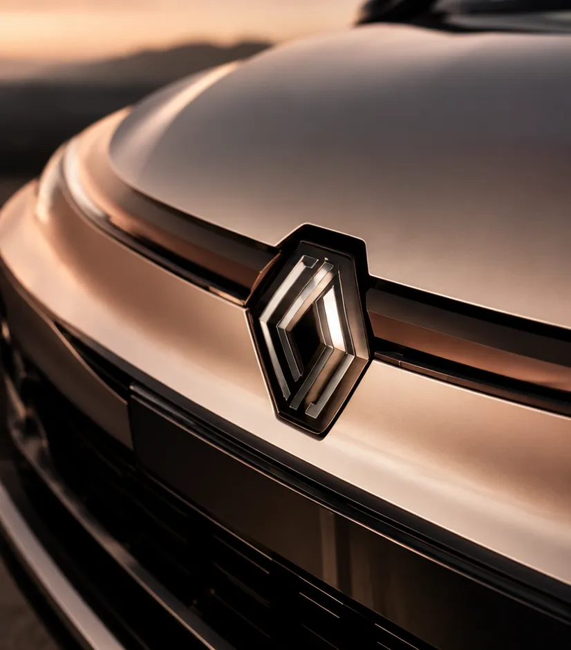 Gros plan sur le logo Renault à l’avant d’un véhicule